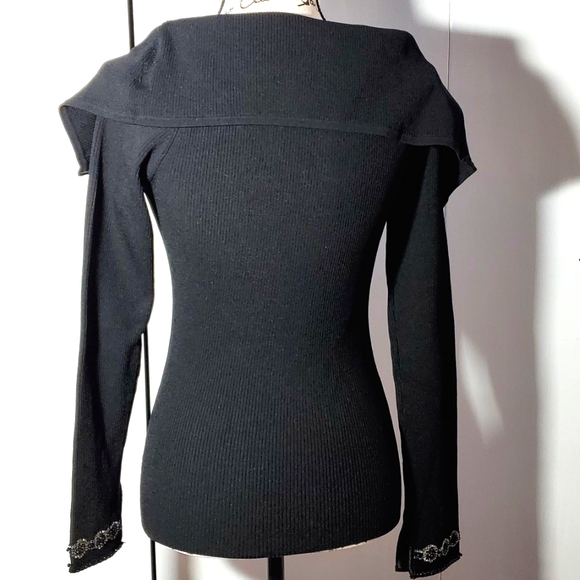 COPY - Cache- NWT 🔥●GORG● Women's Cardigan shawl collar iridescent beads ribbed… - Picture 5 of 6